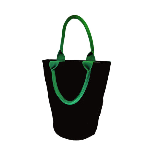 Canvas Tote Bag Women Handbag with Pocket Casual Bucket Bag Handle Tote Bag with Zipper Black