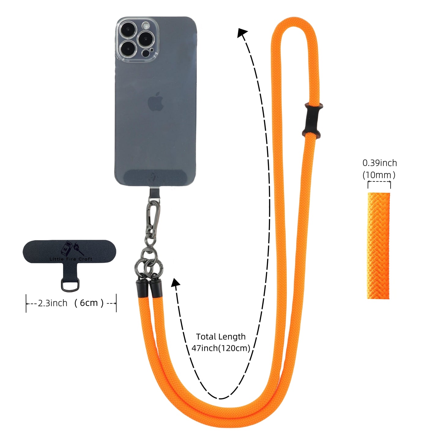 Cell Phone Lanyard Crossbody Rope Around The Neck Wrist Strap for Most Smartphone Case Headset Keychain Offices ID - Orange
