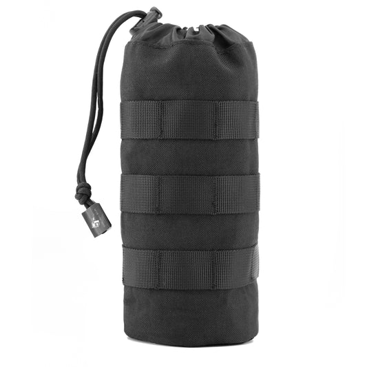 Molle Water Bottle Pouch Tactical Water Bottle Holder Military Drawstring Hydration Carrier (Black)