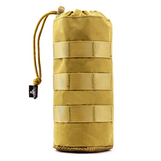 Molle Water Bottle Pouch Tactical Water Bottle Holder Military Drawstring Hydration Carrier (Tan)