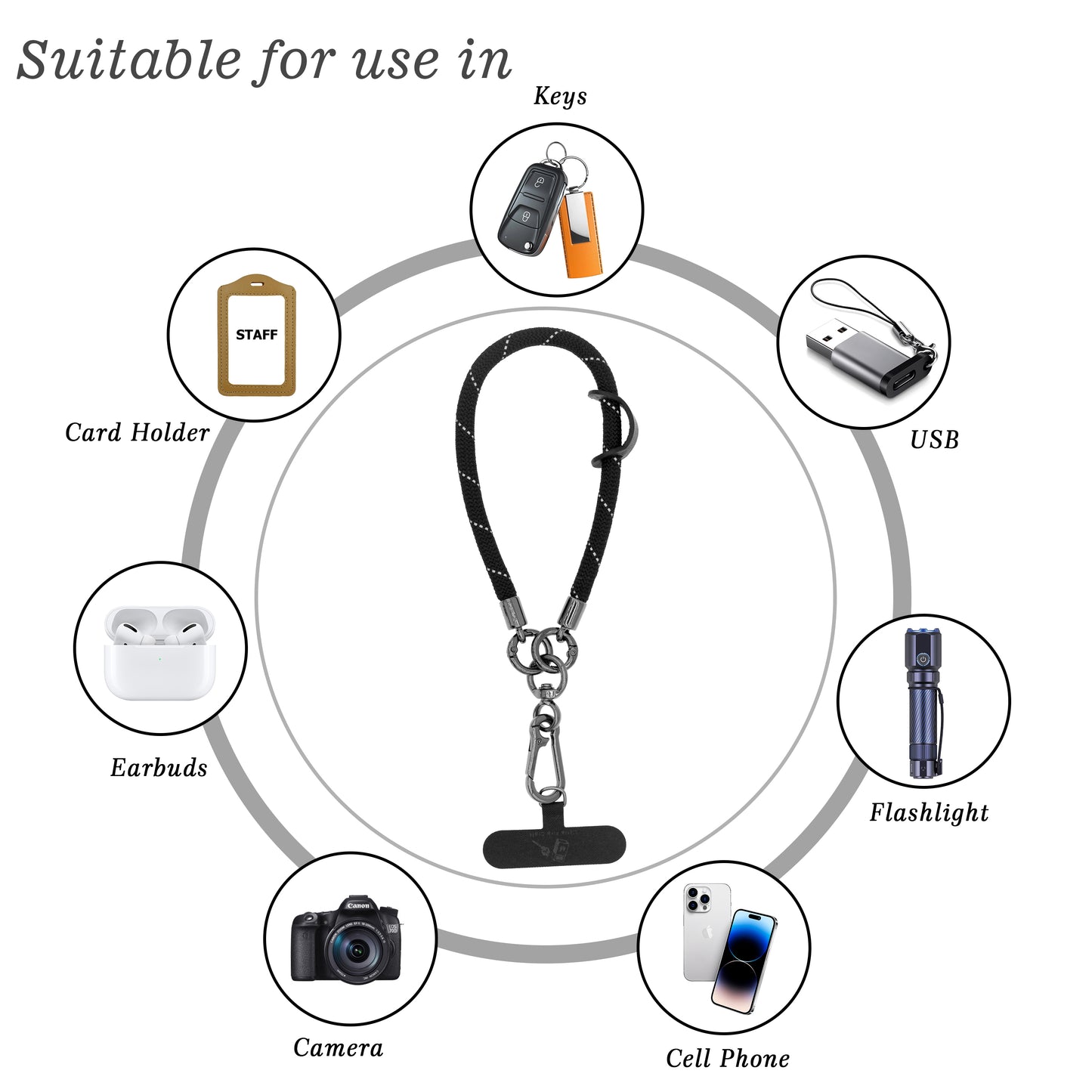 Cell Phone Wrist Strap Phone Lanyard Wrist Phone Wristlet Lanyard Hand Wristlet Strap (Black Reflective)