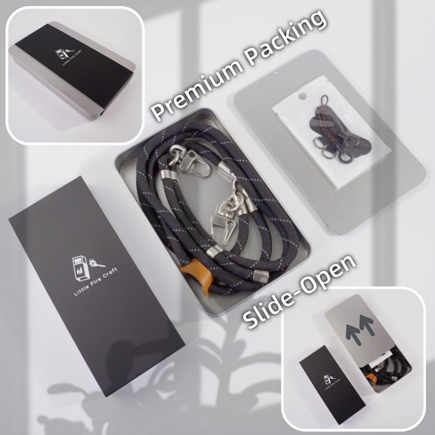 Adjustable Phone Lanyard Crossbody Cellphone Lanyard Around the Neck Extension Rope Phone Strap Detachable Phone Wrist Strap - Black Reflective