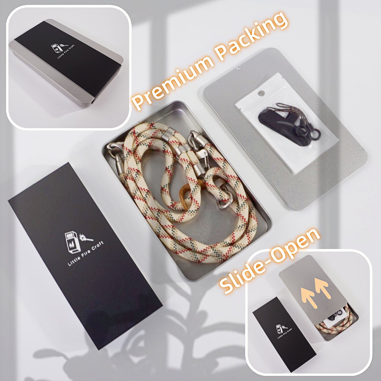 Adjustable Phone Lanyard Crossbody Cellphone Lanyard Around the Neck Extension Rope Phone Strap Detachable Phone Wrist Strap - Khaki