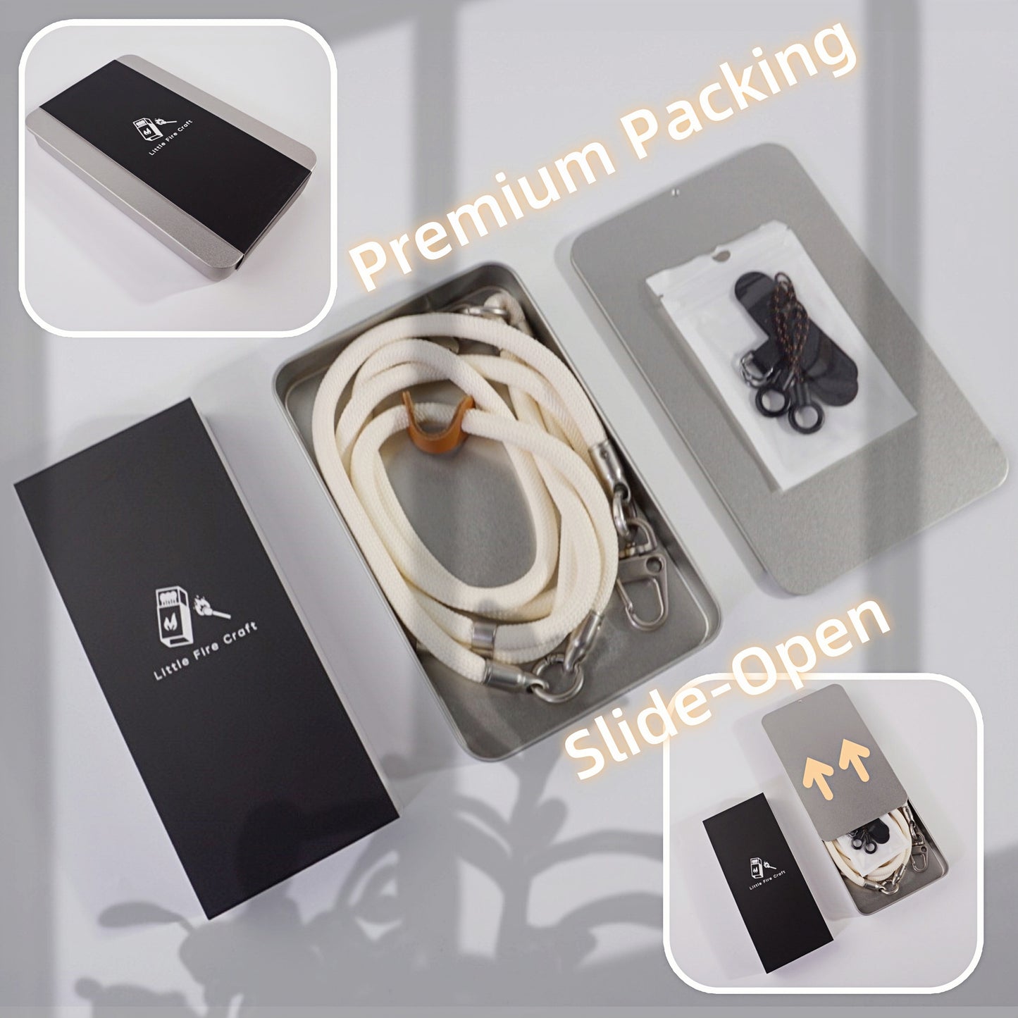 Adjustable Phone Lanyard Crossbody Cellphone Lanyard Around the Neck Extension Rope Phone Strap Detachable Phone Wrist Strap - Pearl White