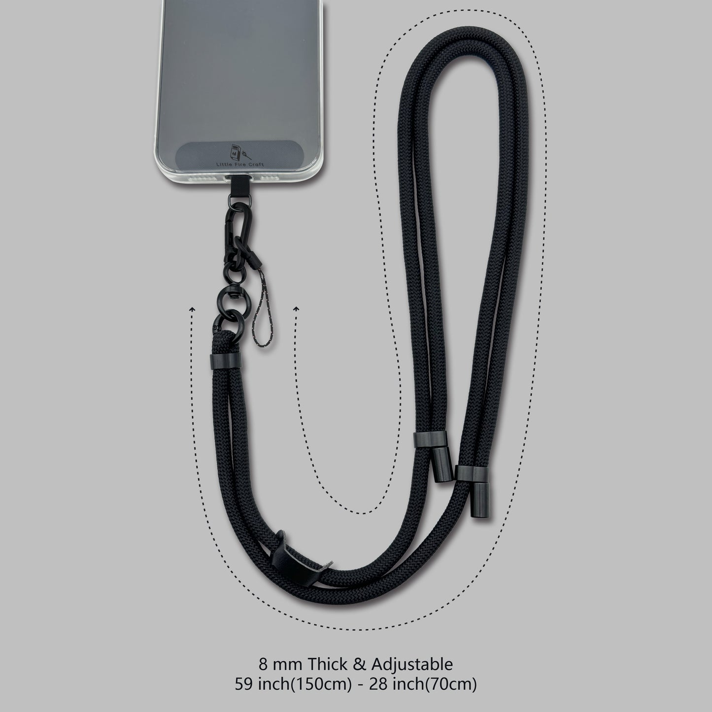 Adjustable Cell Phone Lanyard Crossbody Phone Lanyard Soft Phone Strap Around the Neck Cell Phone Rope (Black)