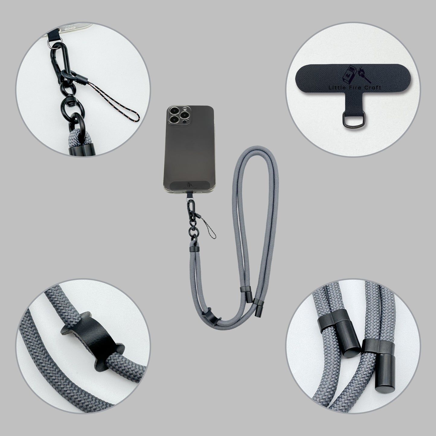 Adjustable Cell Phone Lanyard Crossbody Phone Lanyard Soft Phone Strap Around the Neck Cell Phone Rope (Grey)