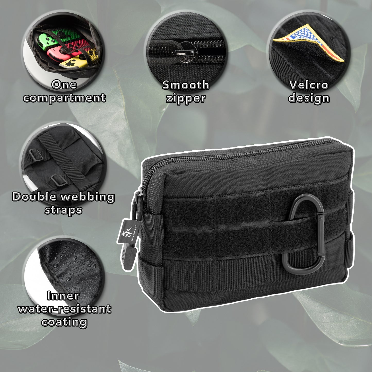 Tactical Molle Pouch Waist Pack Military EDC Pouch Accessories Organizer for Camping Hiking (Black)