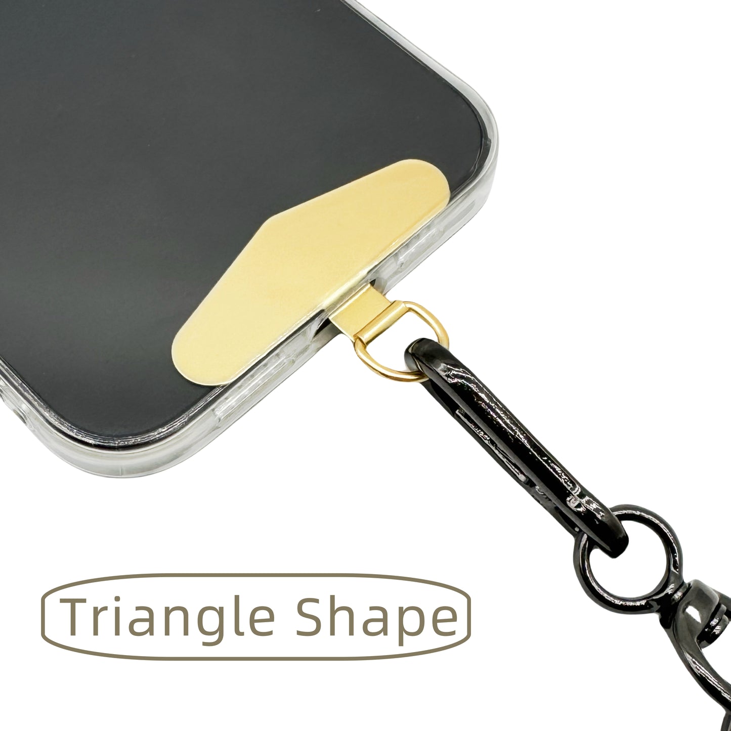 Phone Lanyard Patch Metal Phone Strap Tether Tab Stainless Steel Cell Phone Lanyard Patch Replacement (Gold/Triangle)