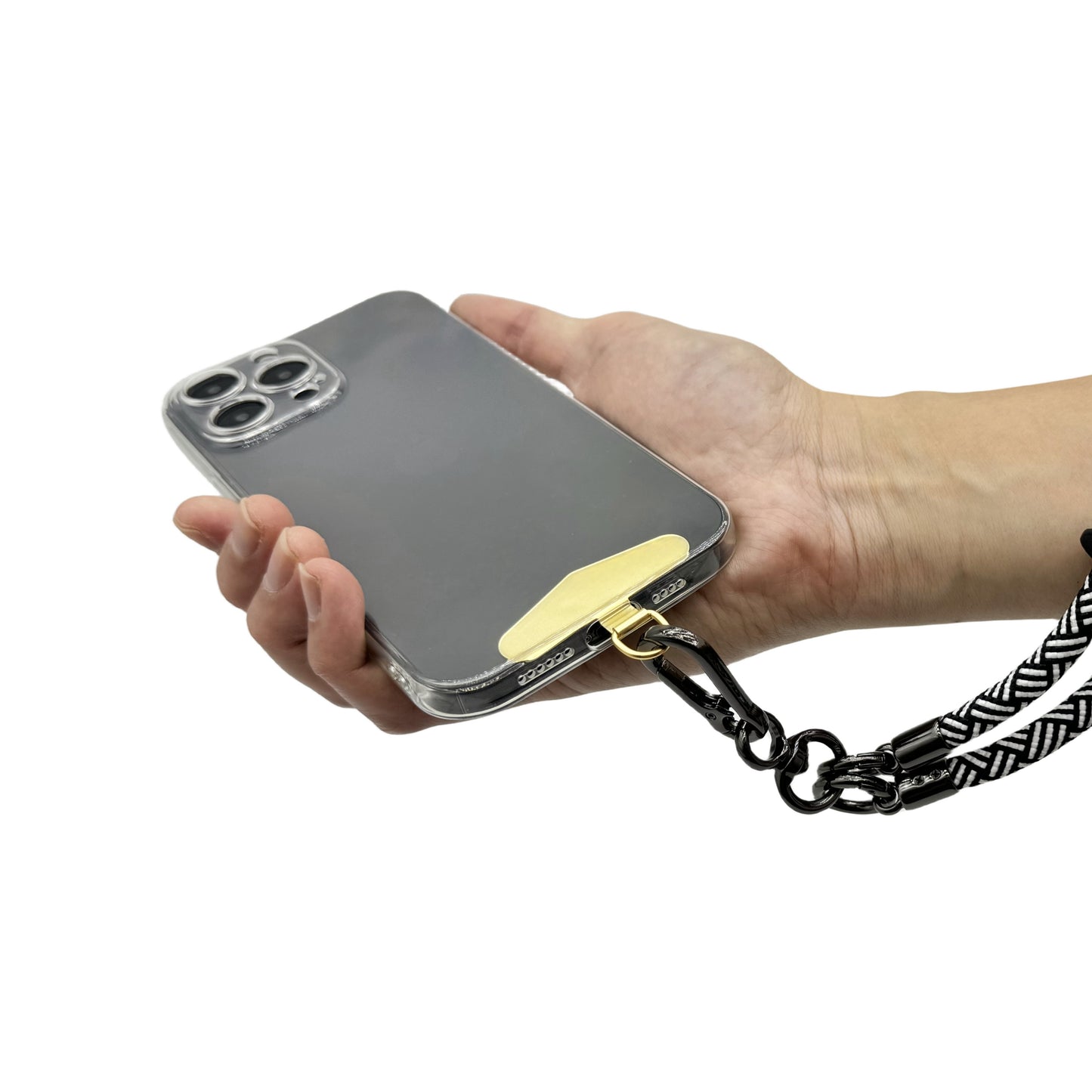 Phone Lanyard Patch Metal Phone Strap Tether Tab Stainless Steel Cell Phone Lanyard Patch Replacement (Gold/Triangle)