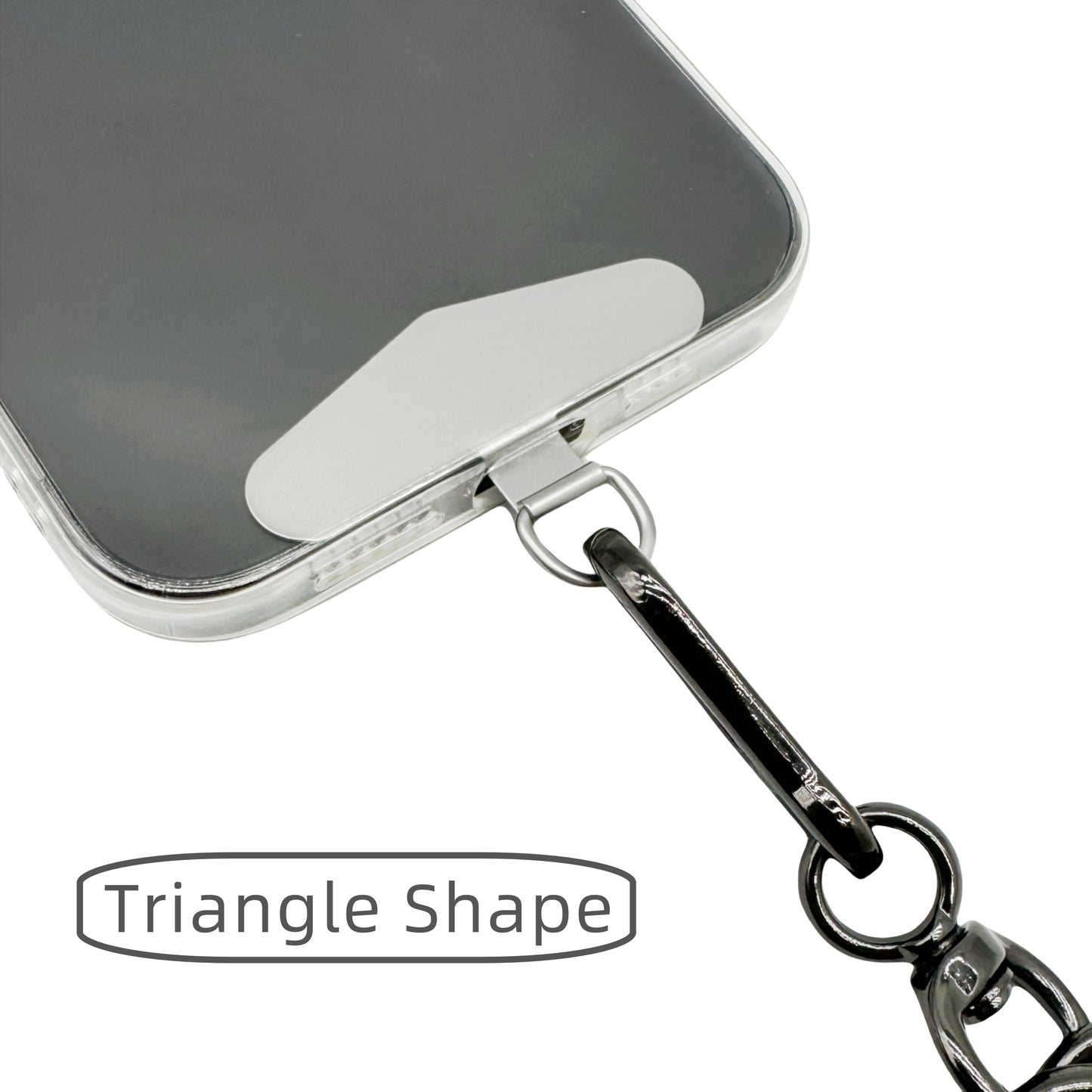Phone Lanyard Patch Metal Phone Strap Tether Tab Stainless Steel Cell Phone Lanyard Patch Replacement (Silver/Triangle)