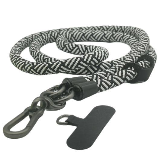 Cell Phone Lanyard Crossbody Rope Around The Neck Wrist Strap for Most Smartphone Case Headset Keychain Offices ID - Black/White