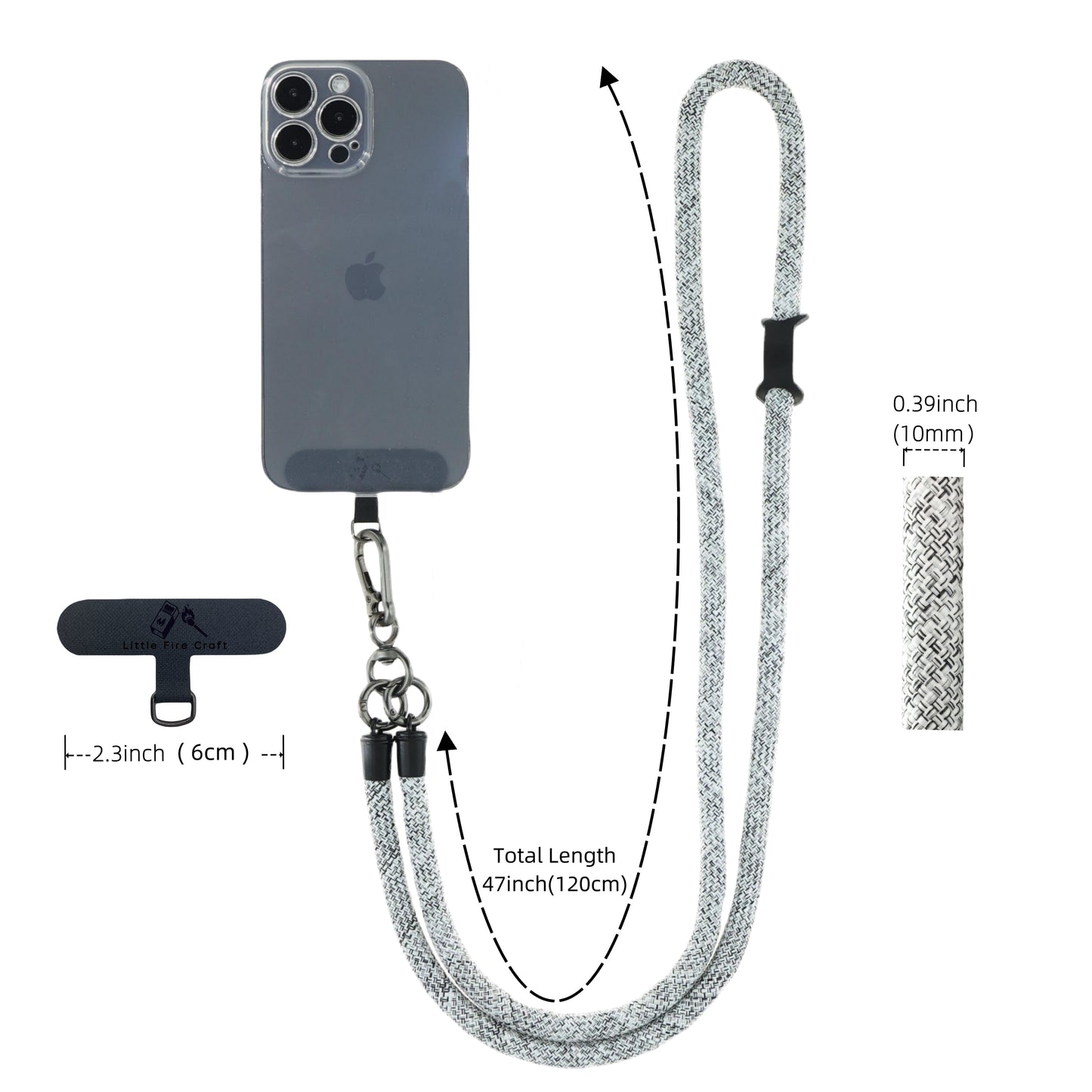 Cell Phone Lanyard Crossbody Rope Around The Neck Wrist Strap for Most Smartphone Case Headset Keychain Offices ID - Camo White