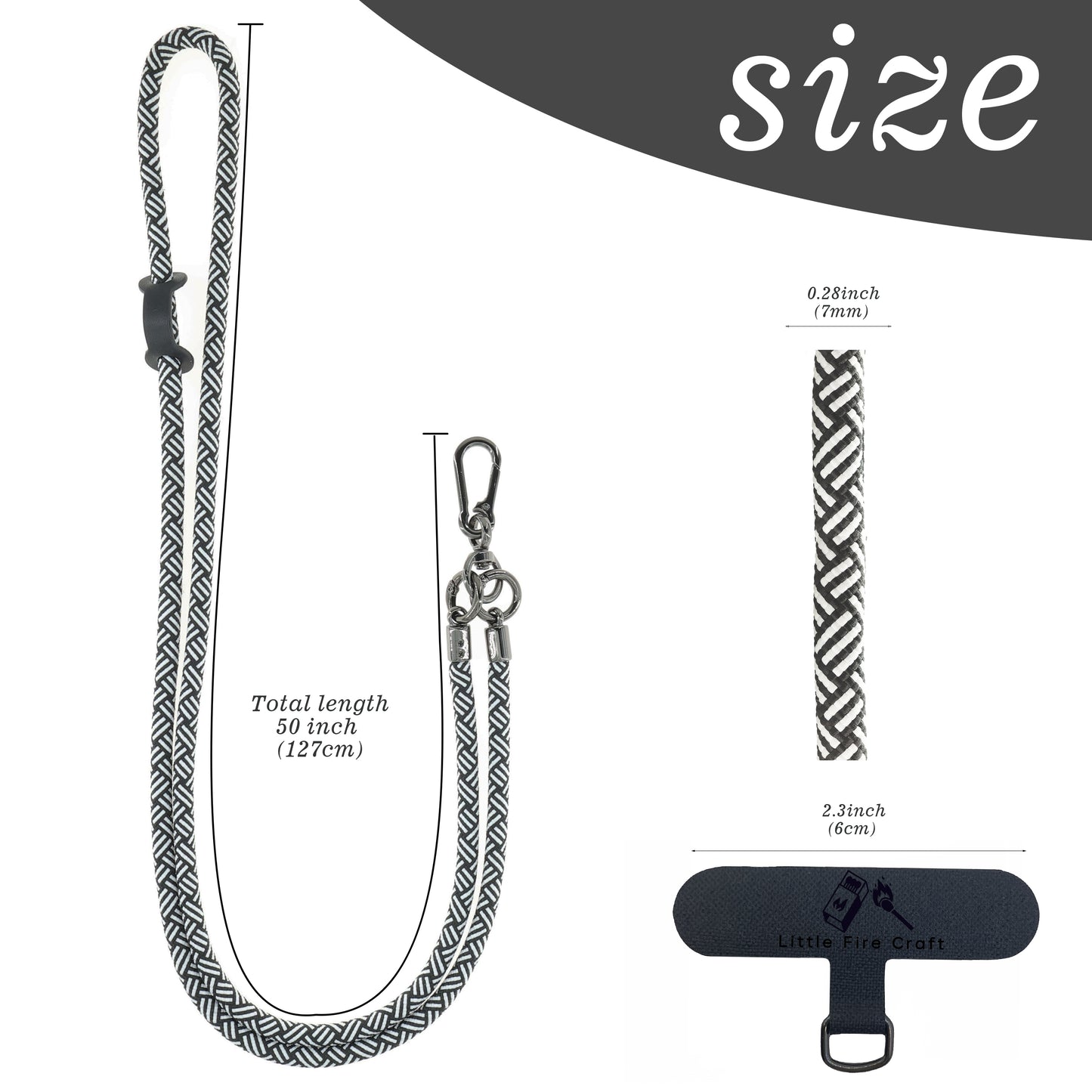 Phone Lanyard Universal Cell Phone Strap Crossbody Cell Phone Lanyard Extra Long Phone Rope Lanyard (Zebra Black)