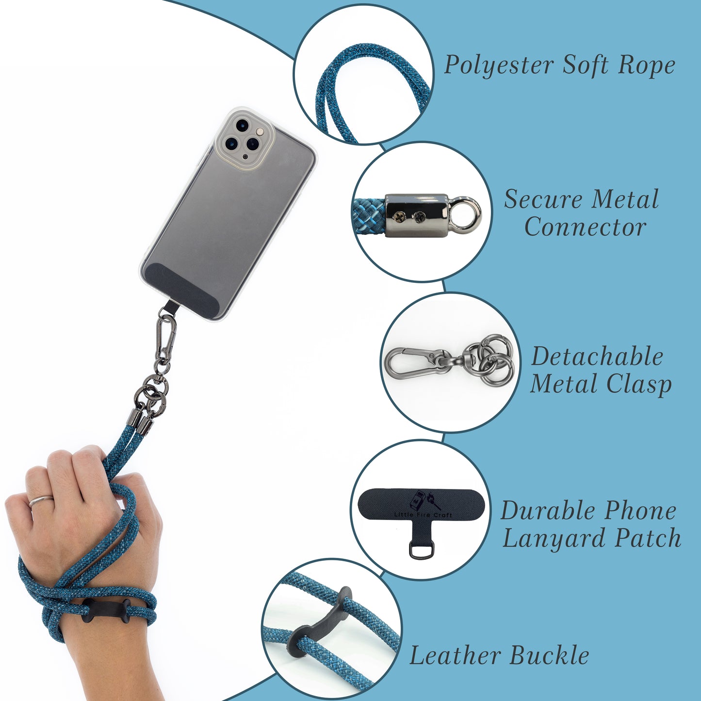 Phone Lanyard Universal Cell Phone Strap Crossbody Cell Phone Lanyard Extra Long Phone Rope Lanyard (Camo Blue)