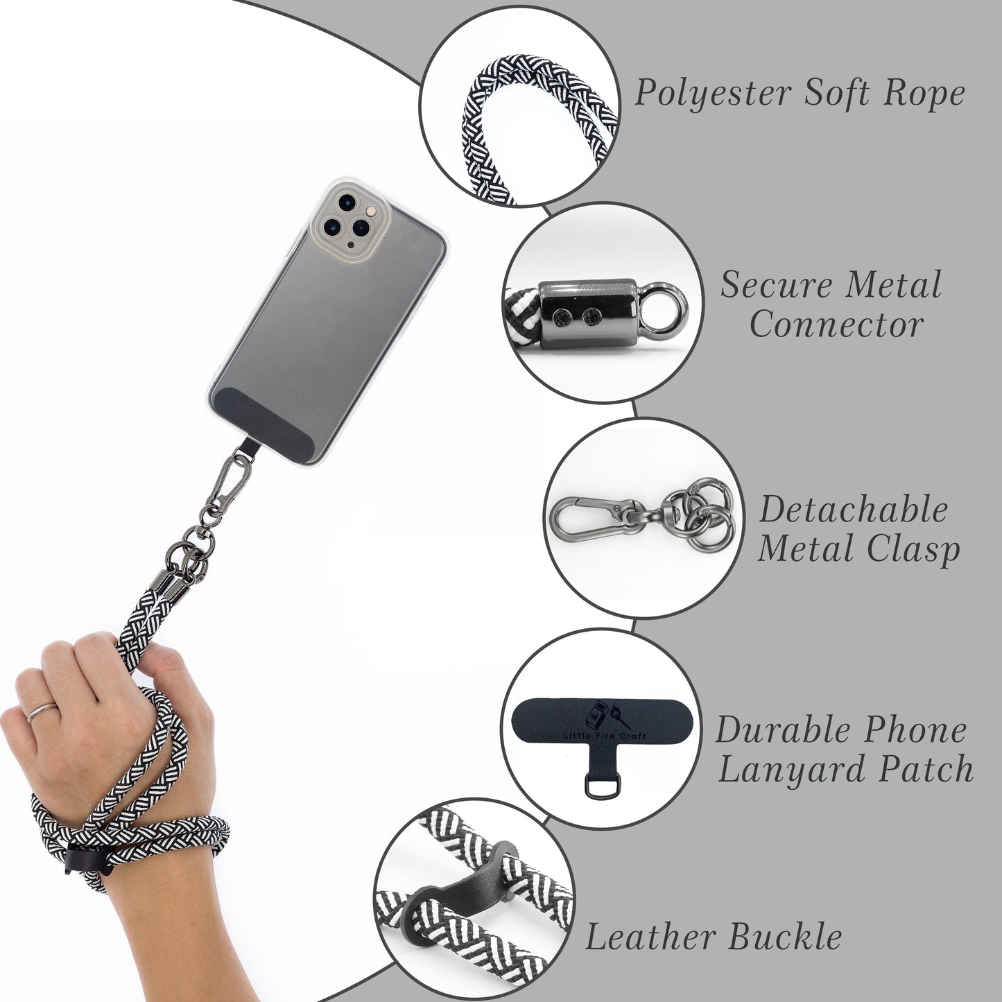 Phone Lanyard Universal Cell Phone Strap Crossbody Cell Phone Lanyard Extra Long Phone Rope Lanyard (Zebra Black)