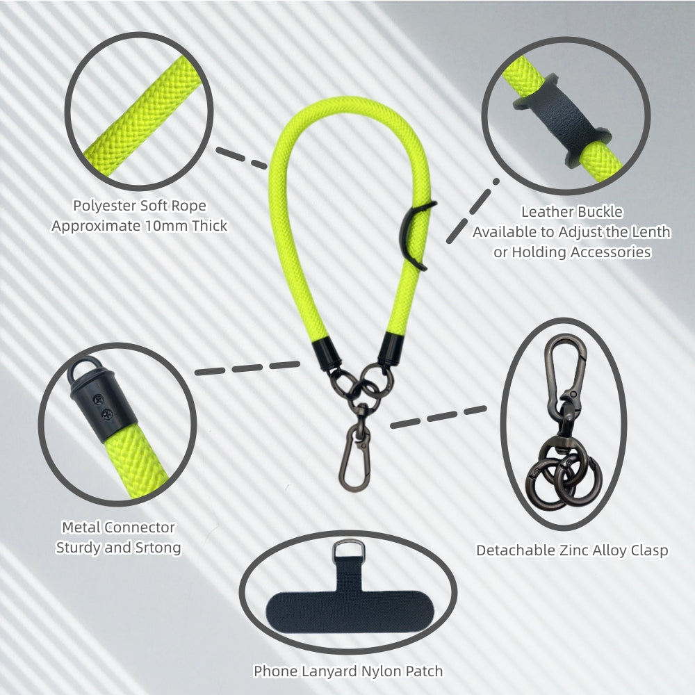 Phone Lanyard Wrist Strap Phone Strap Wrist Lanyard for Cell Phone Around The Hand with Lanyard Patch (Fluorescent Yellow)