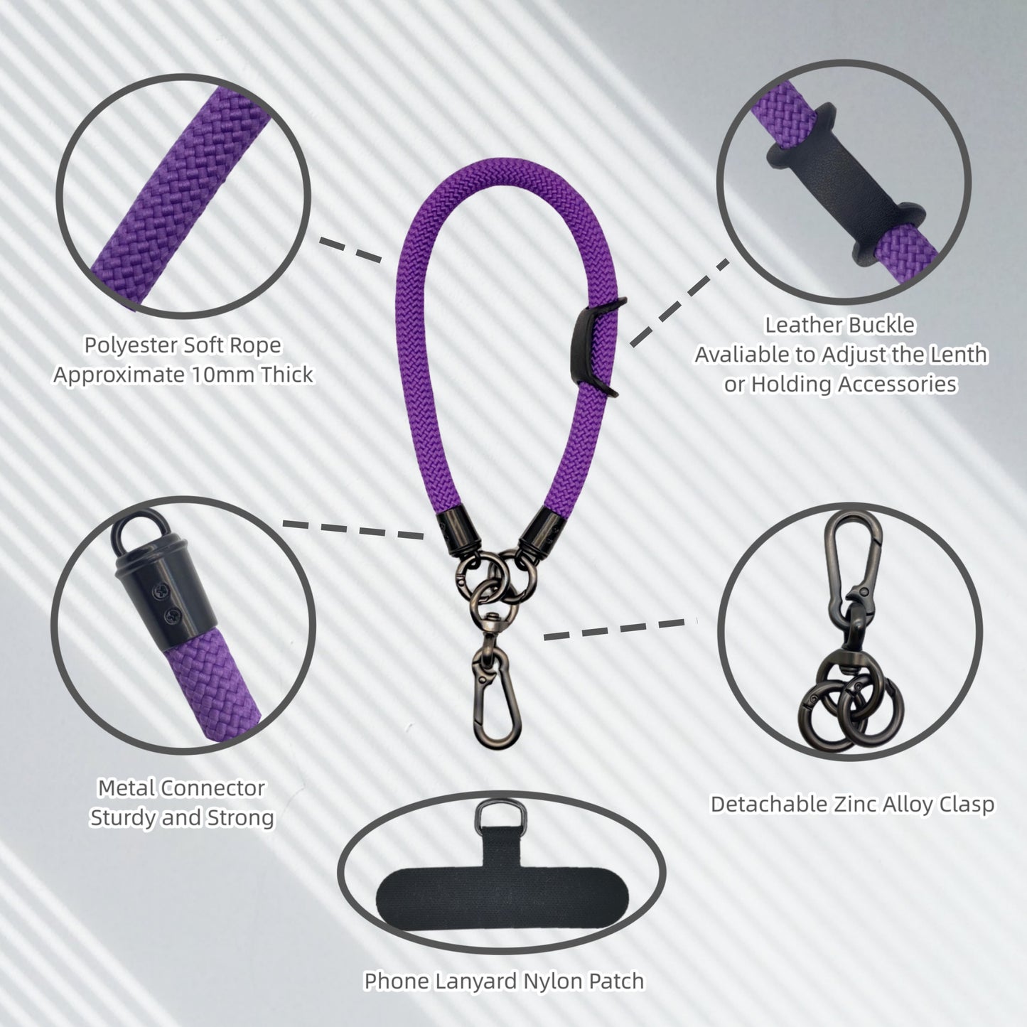 Phone Lanyard Wrist Strap Phone Strap Wrist Lanyard for Cell Phone Around The Hand with Lanyard Patch (Purple)