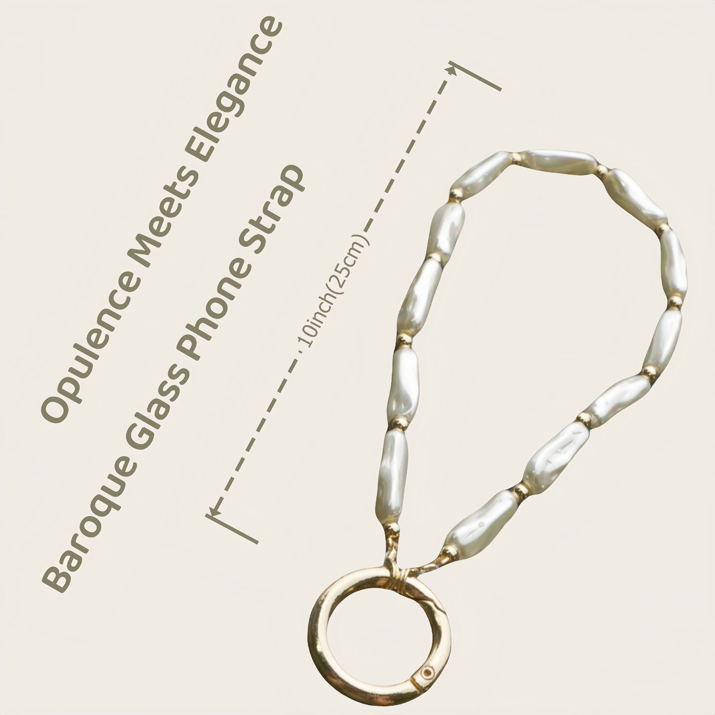 Baroque Pearl Beaded Phone Wrist Strap Irregular Pearl Beaded Lanyard Phone Chain Wristlet Strap Bracelet (Biwa Shaped)