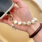Baroque Pearl Beaded Phone Wrist Strap Irregular Pearl Beaded Lanyard Phone Chain Wristlet Strap Bracelet (Coin Shaped)