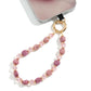 Natural Stone Wristlet Phone Strap Crystal Beaded Phone Lanyard for Women Handmade Beaded Wrist Strap (Rhodochrosite / Pink)