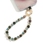 Natural Stone Wristlet Phone Strap Crystal Beaded Phone Lanyard for Women Handmade Beaded Wrist Strap (Indian Agate / Green)