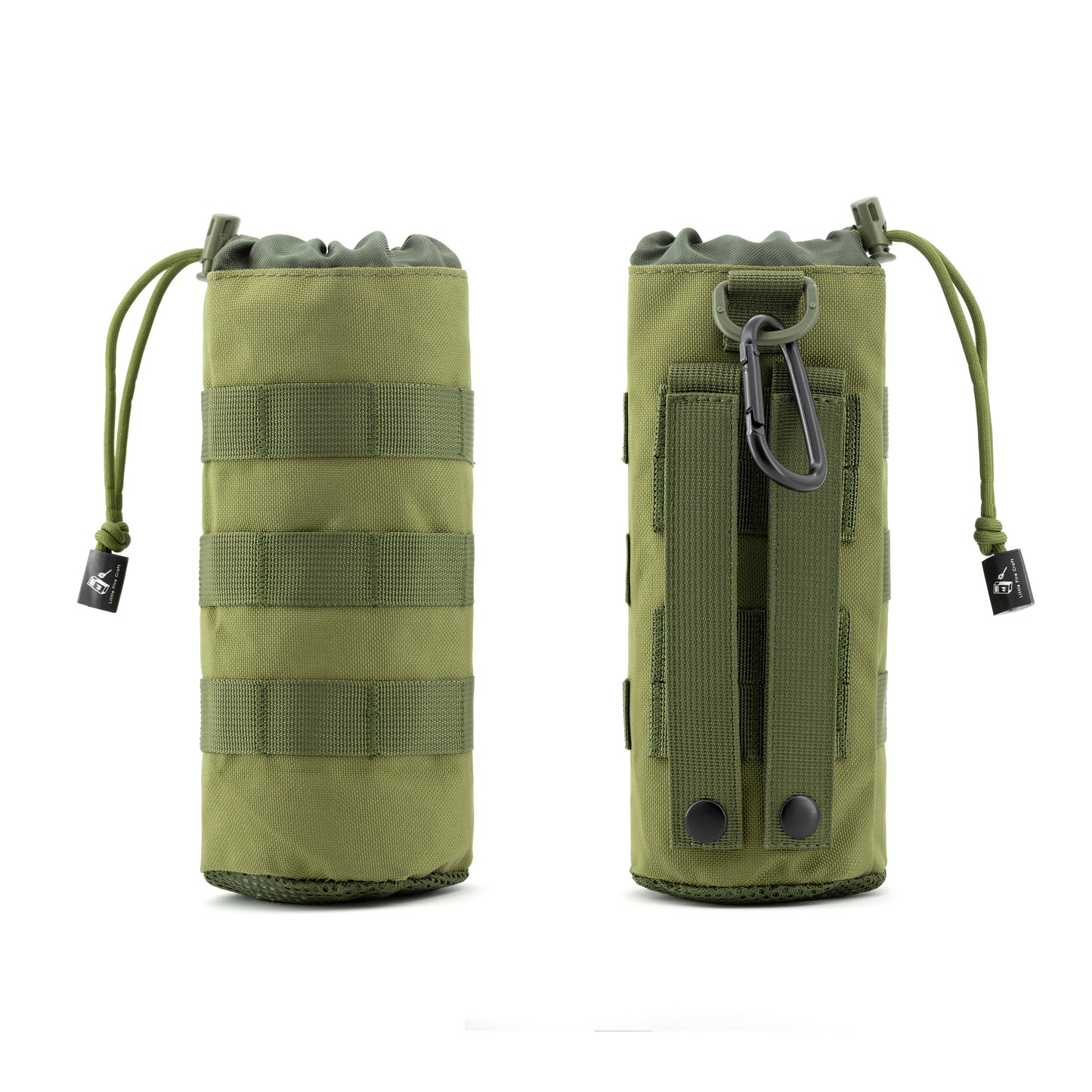 Molle Water Bottle Pouch Tactical Water Bottle Holder Military Drawstring Hydration Carrier (Army Green)