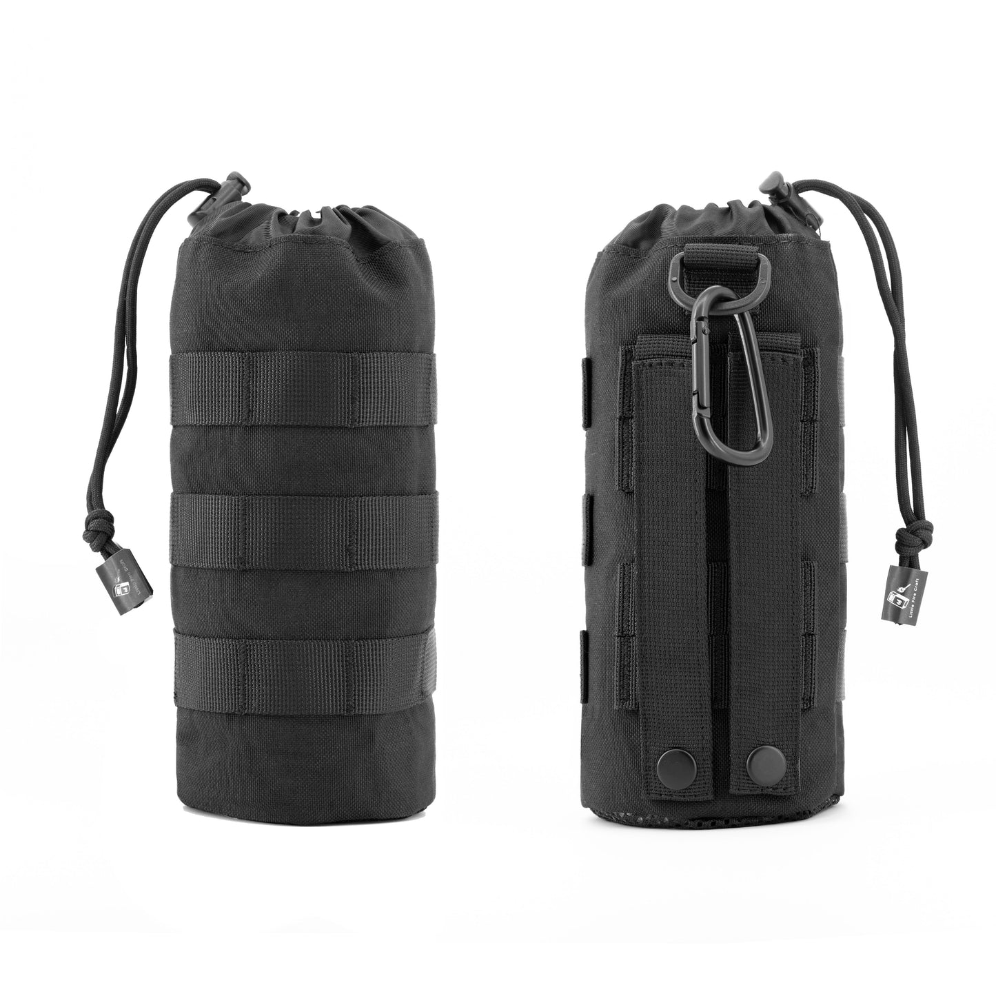 Molle Water Bottle Pouch Tactical Water Bottle Holder Military Drawstring Hydration Carrier (Black)