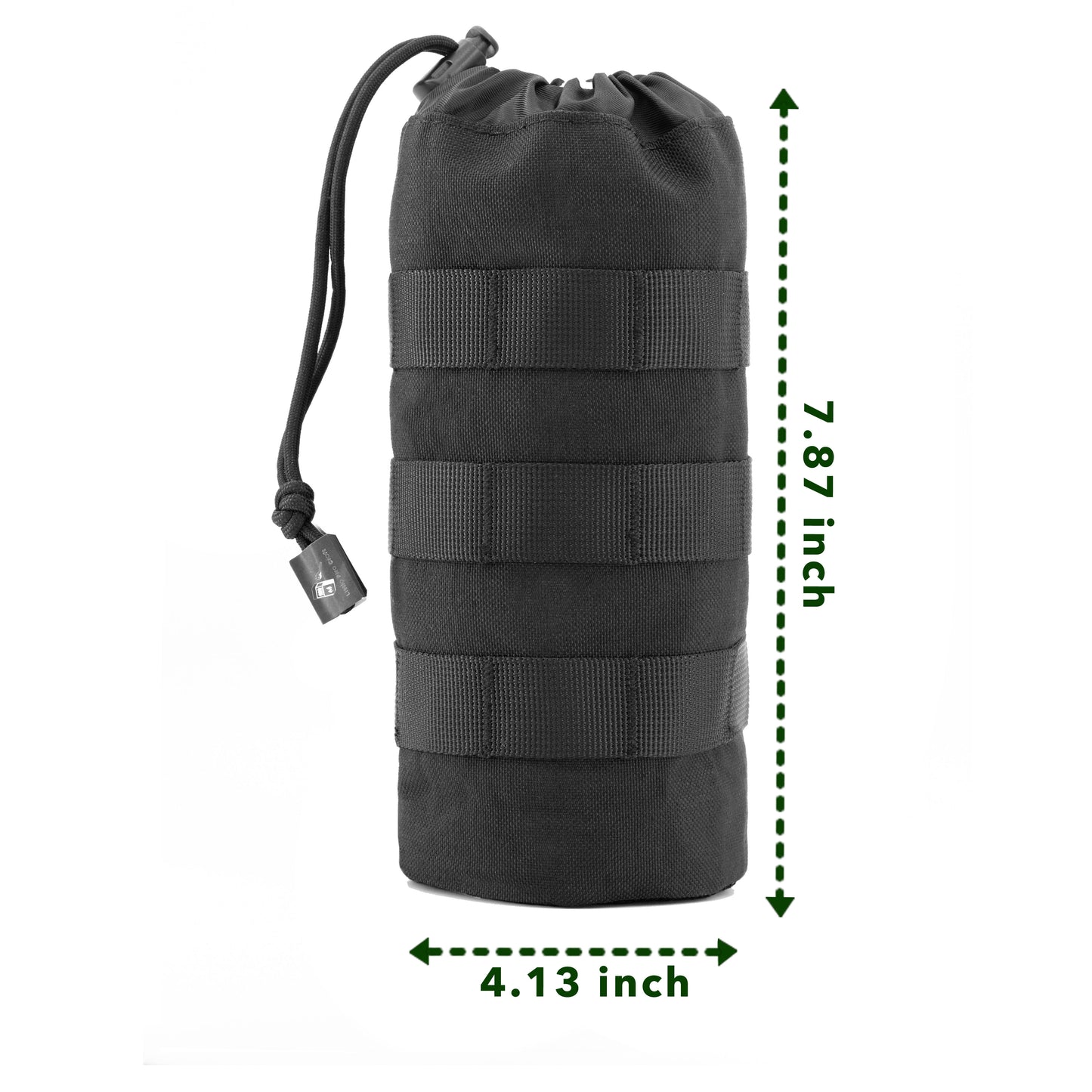 Molle Water Bottle Pouch Tactical Water Bottle Holder Military Drawstring Hydration Carrier (Black)