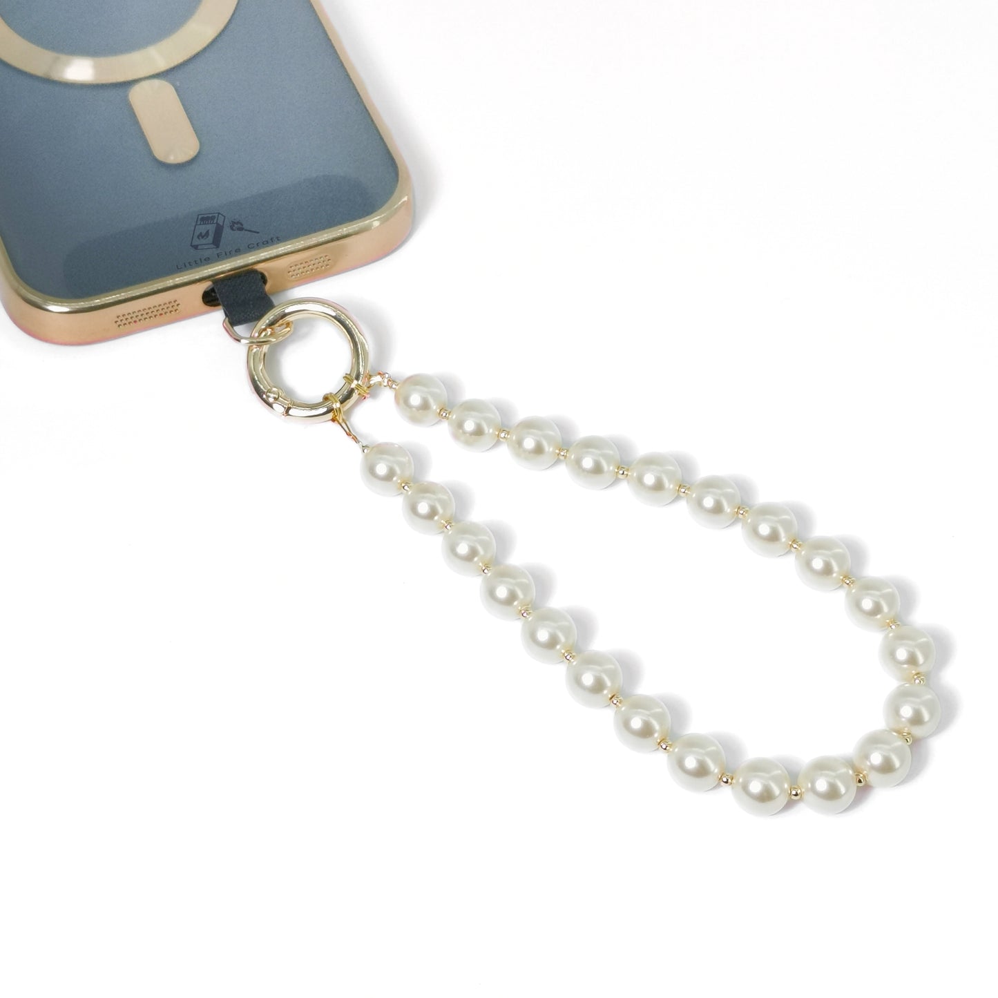 Beaded Phone Wrist Strap Phone Lanyard Hand Strap Detachable Phone Wrist Lanyard (Champagne)