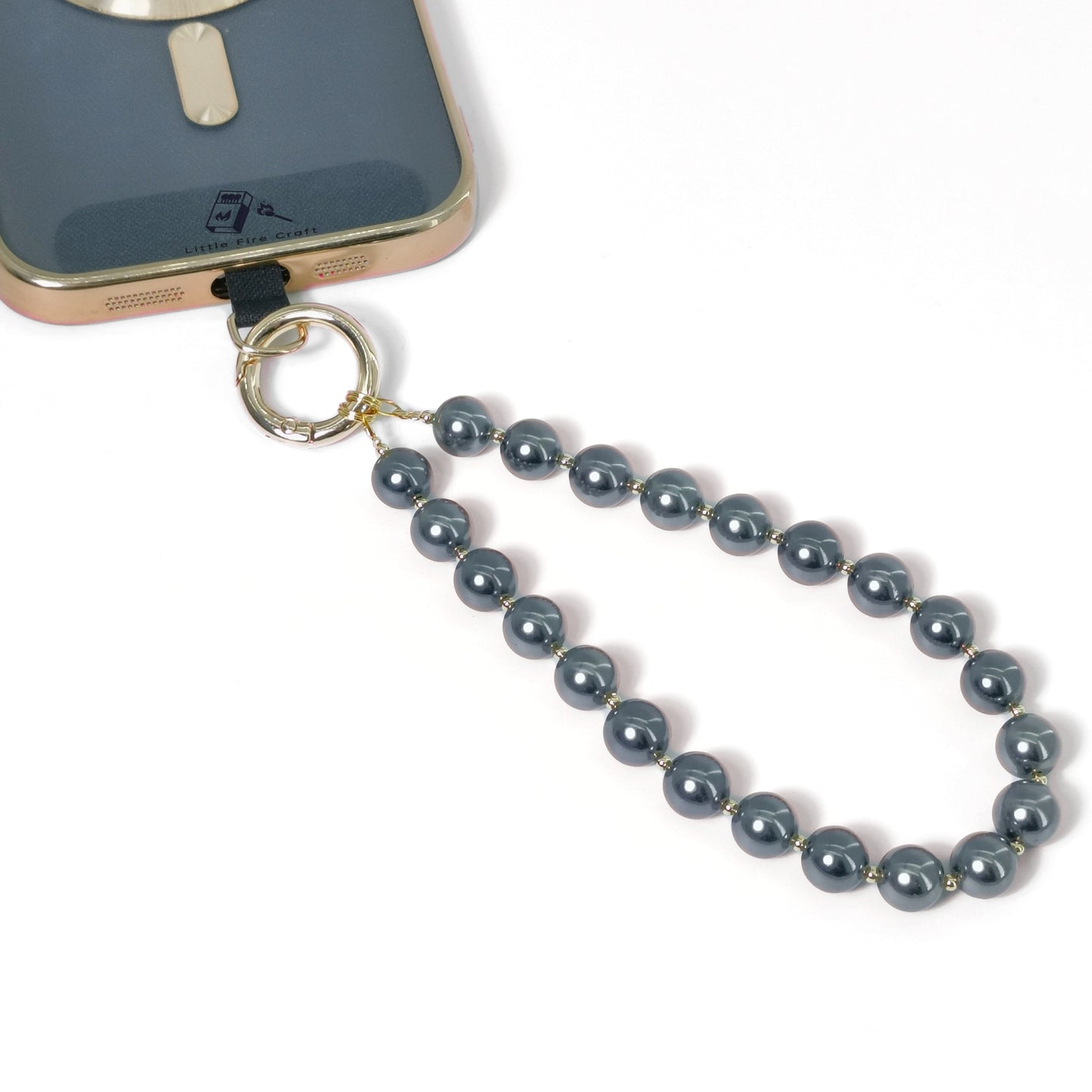 Beaded Phone Wrist Strap Phone Lanyard Hand Strap Detachable Phone Wrist Lanyard (Charcoal Grey)