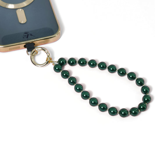 Beaded Phone Wrist Strap Phone Lanyard Hand Strap Detachable Phone Wrist Lanyard (Dark Green)