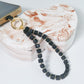 Phone Wrist Strap Beaded Cell Phone Charm Hand Strap Crystal Phone Lanyard Detachable Phone Chain (Matte Black)