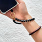 Phone Wrist Strap Beaded Cell Phone Charm Hand Strap Crystal Phone Lanyard Detachable Phone Chain (Matte Black)