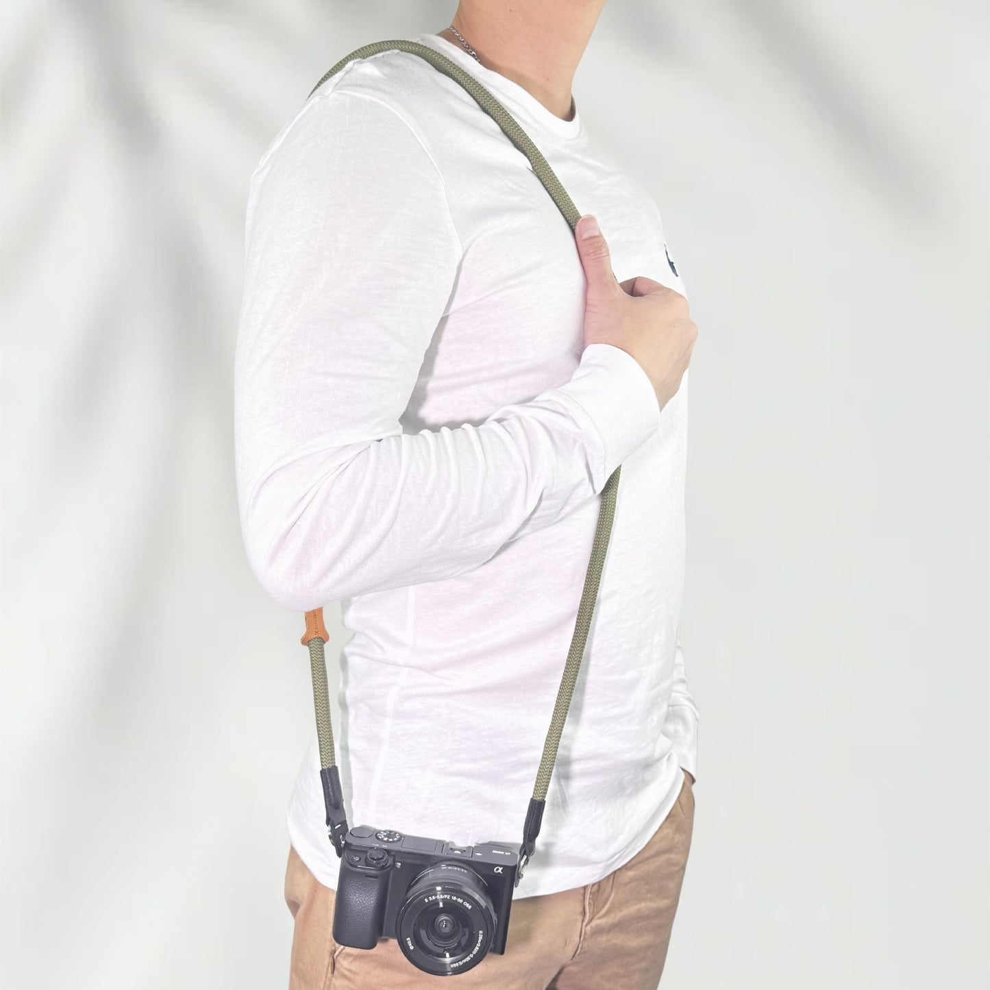 Camera Strap Crossbody Camera Neck Shoulder Strap 127cm Climbing Rope for Photographers Lanyard 10mm Thick - Army Green