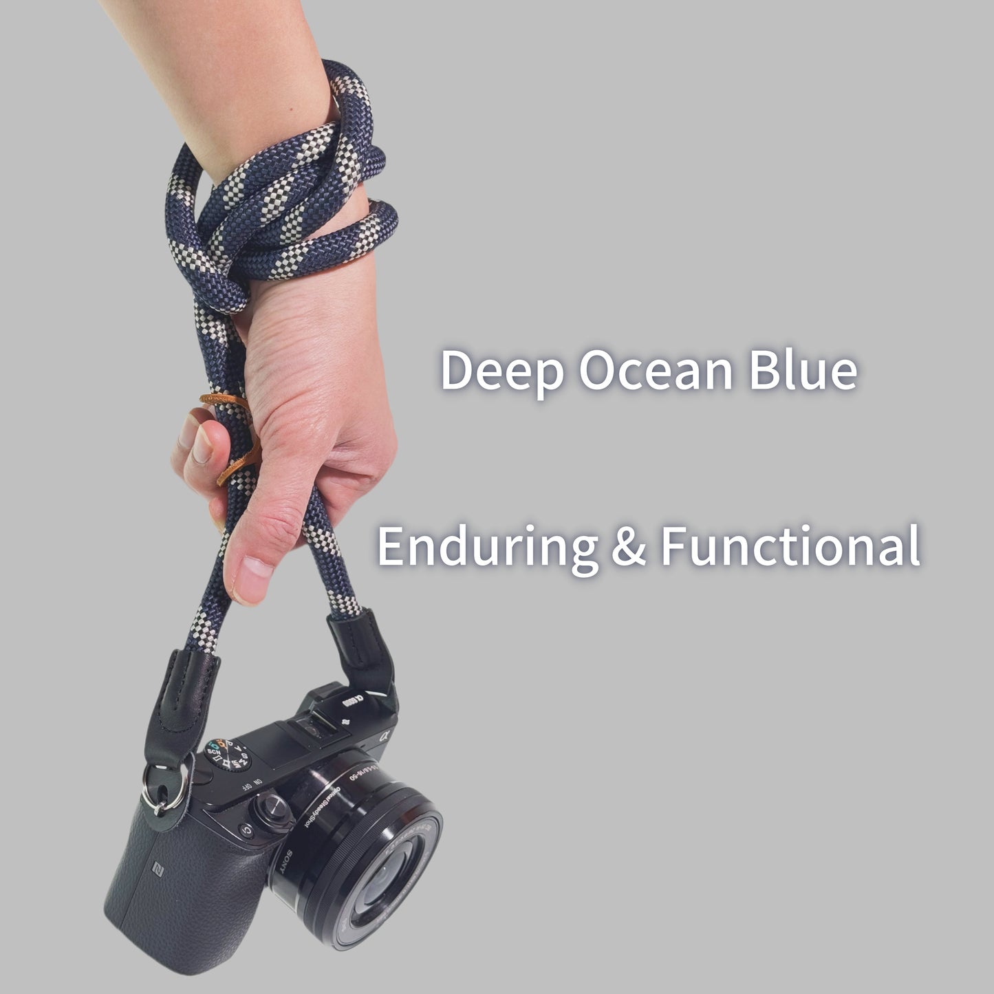 Camera Strap Crossbody Camera Neck Shoulder Strap 127cm Climbing Rope for Photographers Lanyard 10mm Thick - Deep Ocean Blue