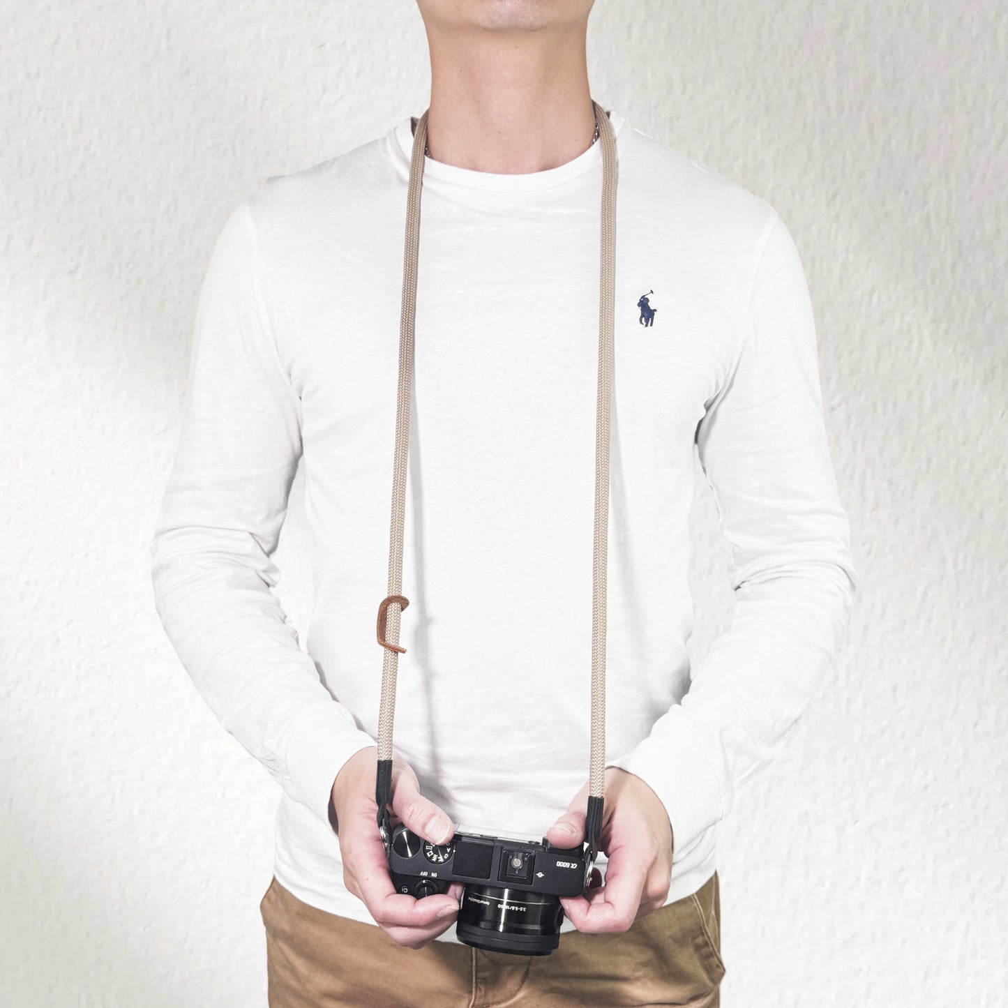 Camera Strap Crossbody Camera Neck Shoulder Strap 127cm Climbing Rope for Photographers Lanyard 10mm Thick - Khaki