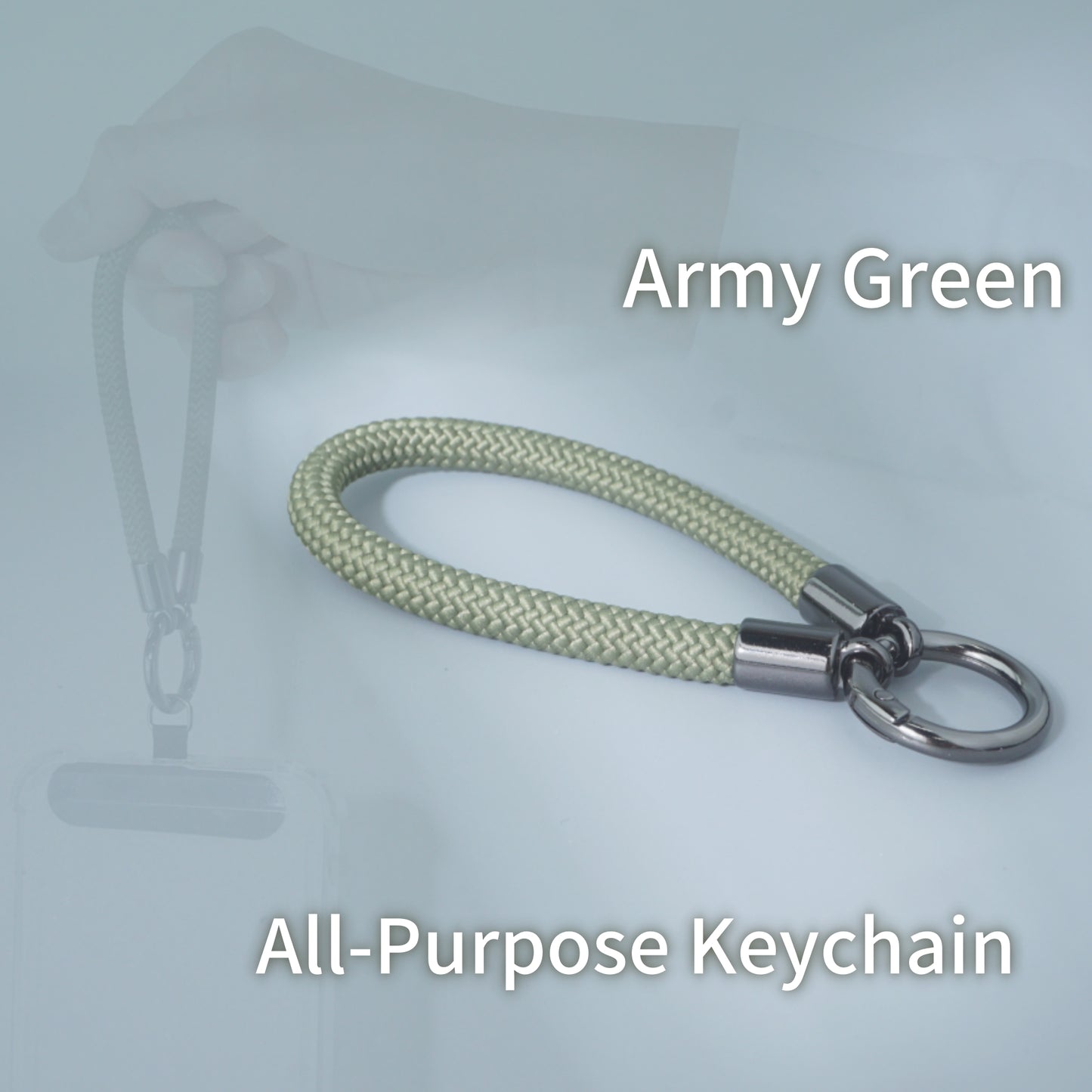 Car Keychain Zinc Alloy Keyring Detachable Key Chain for Women and Men Soft Rope Lanyard Car Key Fob Holder - Army Green