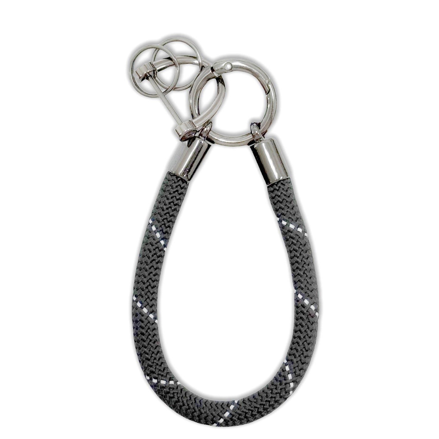 Car Keychain Zinc Alloy Keyring Detachable Key Chain for Women and Men Soft Rope Lanyard Car Key Fob Holder - Black Reflective