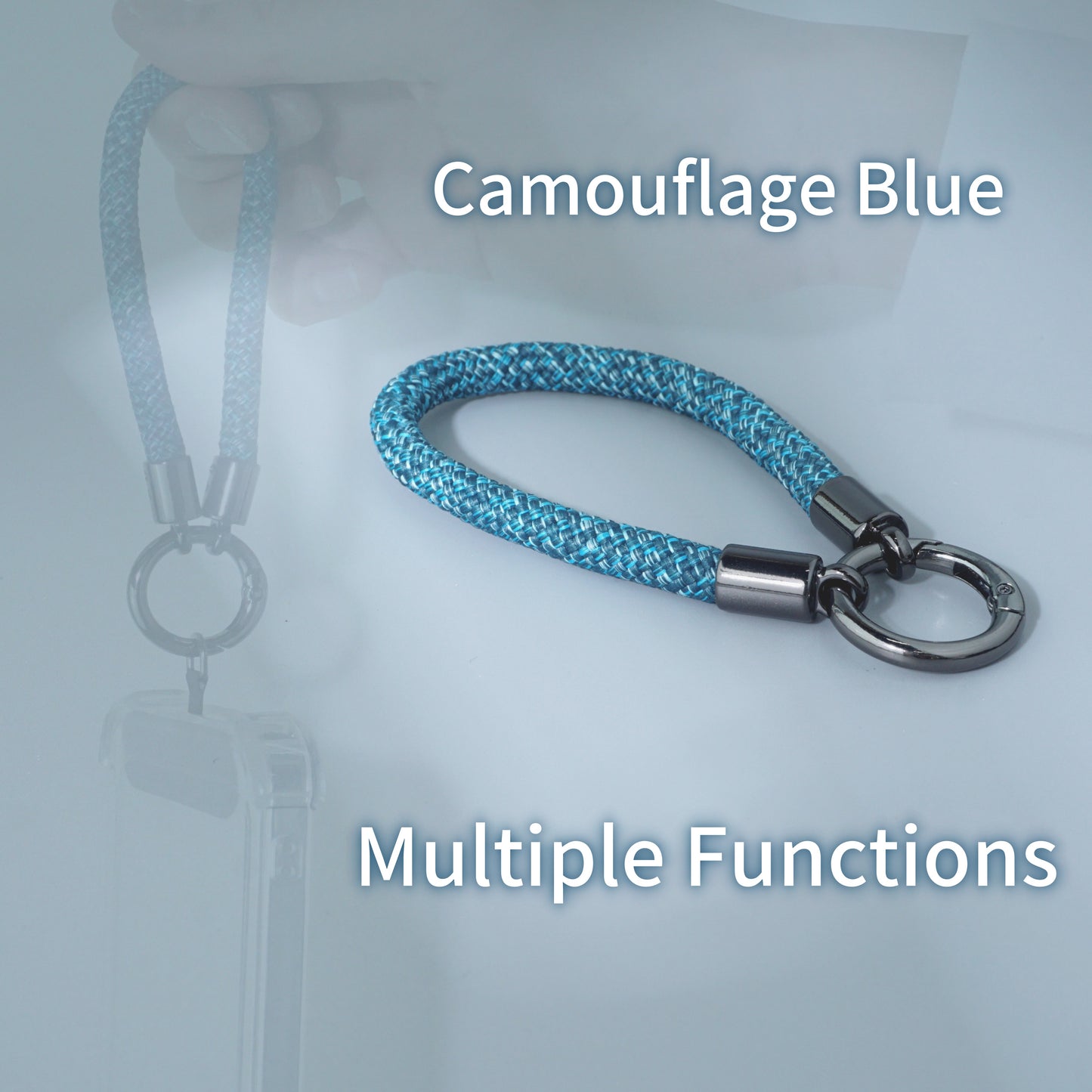 Car Keychain Zinc Alloy Keyring Detachable Key Chain for Women and Men Soft Rope Lanyard Car Key Fob Holder - Camouflage Blue