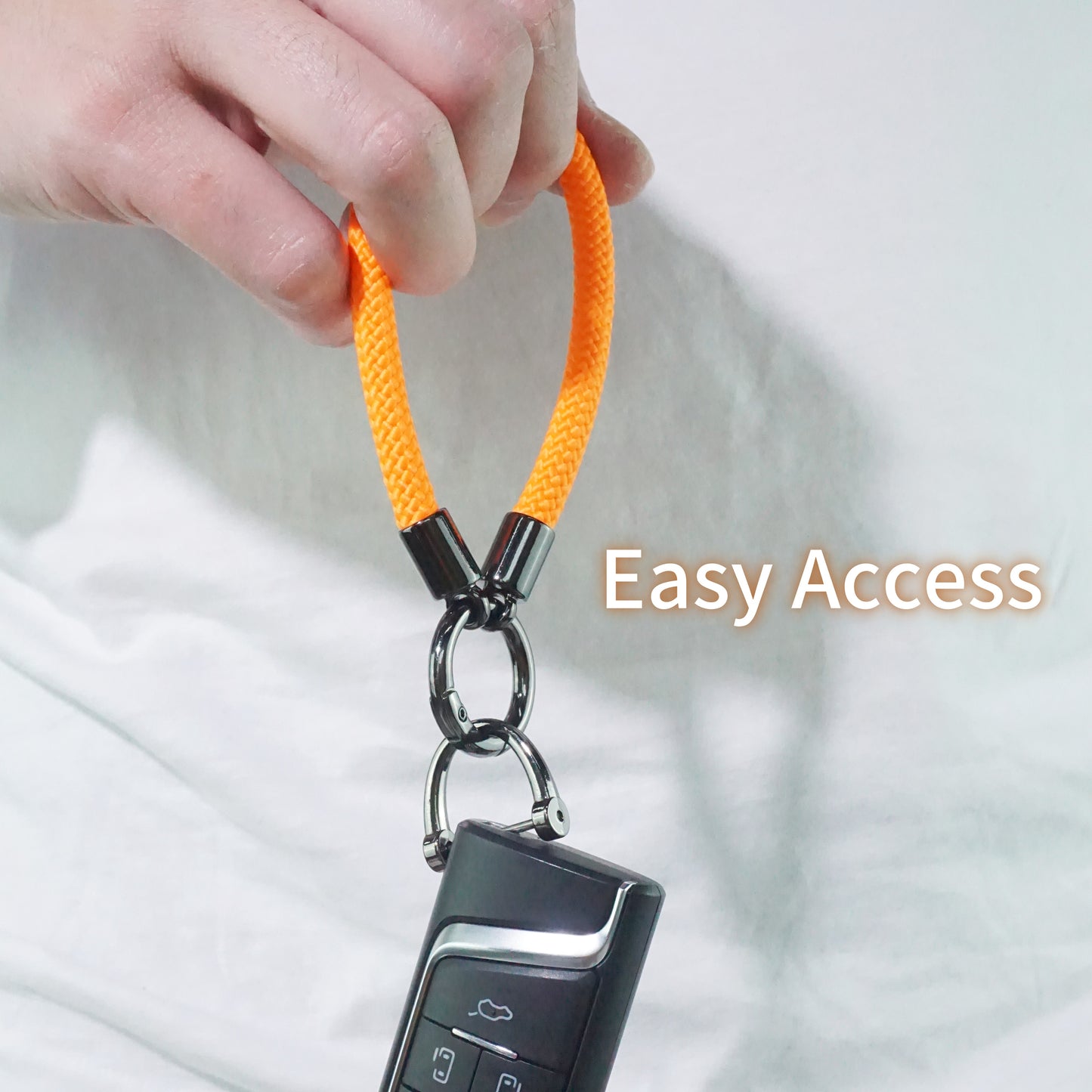 Car Keychain Zinc Alloy Keyring Detachable Key Chain for Women and Men Soft Rope Lanyard Car Key Fob Holder - Orange