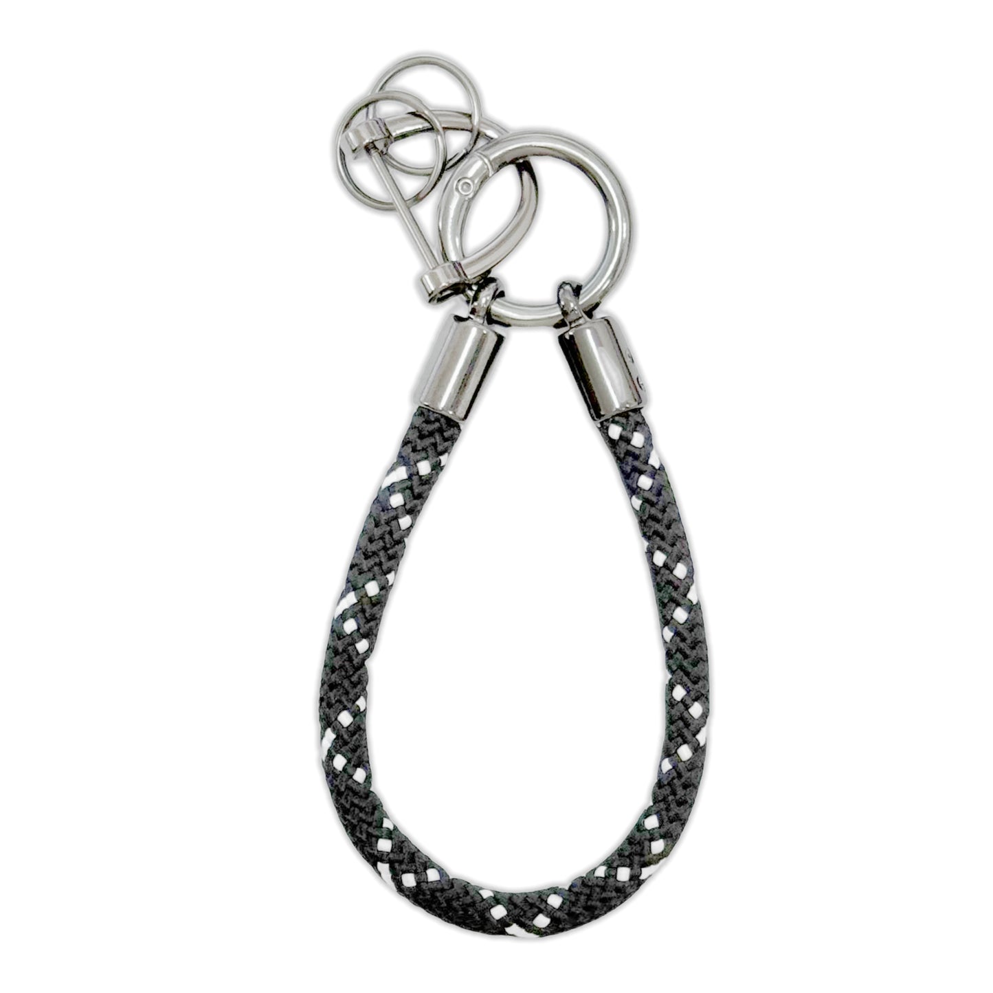 Car Keychain Zinc Alloy Keyring Detachable Key Chain for Women and Men Soft Rope Lanyard Car Key Fob Holder - White on Black