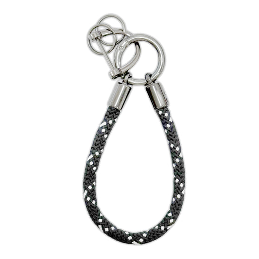 Car Keychain Zinc Alloy Keyring Detachable Key Chain for Women and Men Soft Rope Lanyard Car Key Fob Holder - White on Black