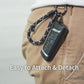 Car Keychain Zinc Alloy Keyring Detachable Key Chain for Women and Men Soft Rope Lanyard Car Key Fob Holder - White on Black