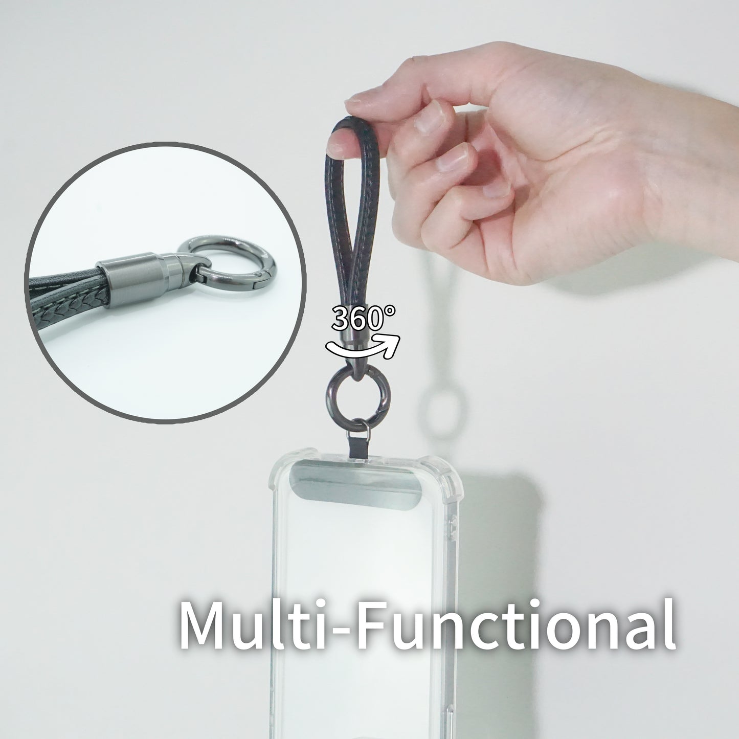 Leather Keychain Car Key Chain Key Fob Holder Mens Leather Keyring Zinc Alloy Women Car Keychain Rotatable - Black