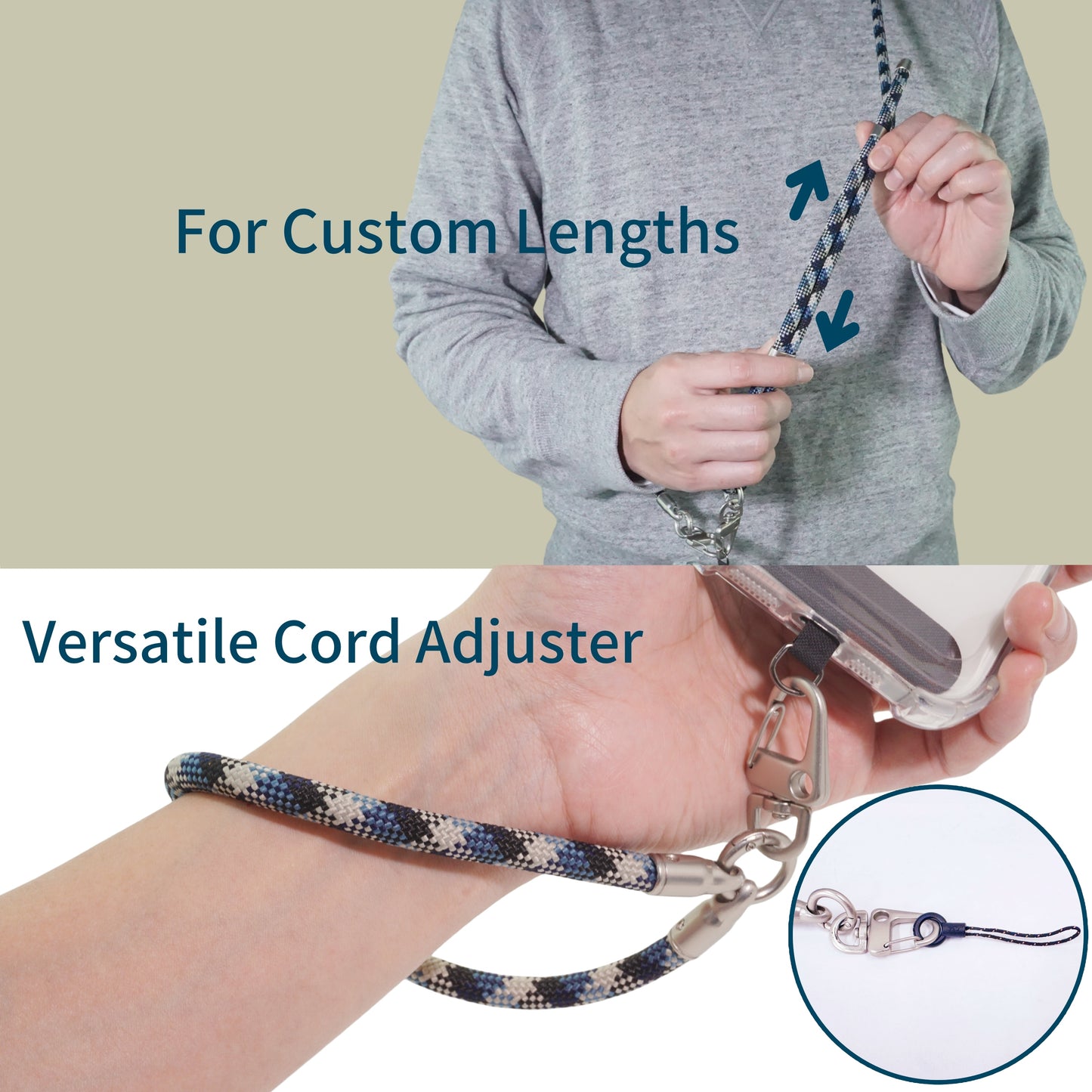 Adjustable Phone Lanyard Crossbody Cellphone Lanyard Around the Neck Extension Rope Phone Strap Detachable Phone Wrist Strap - Air Force Blue