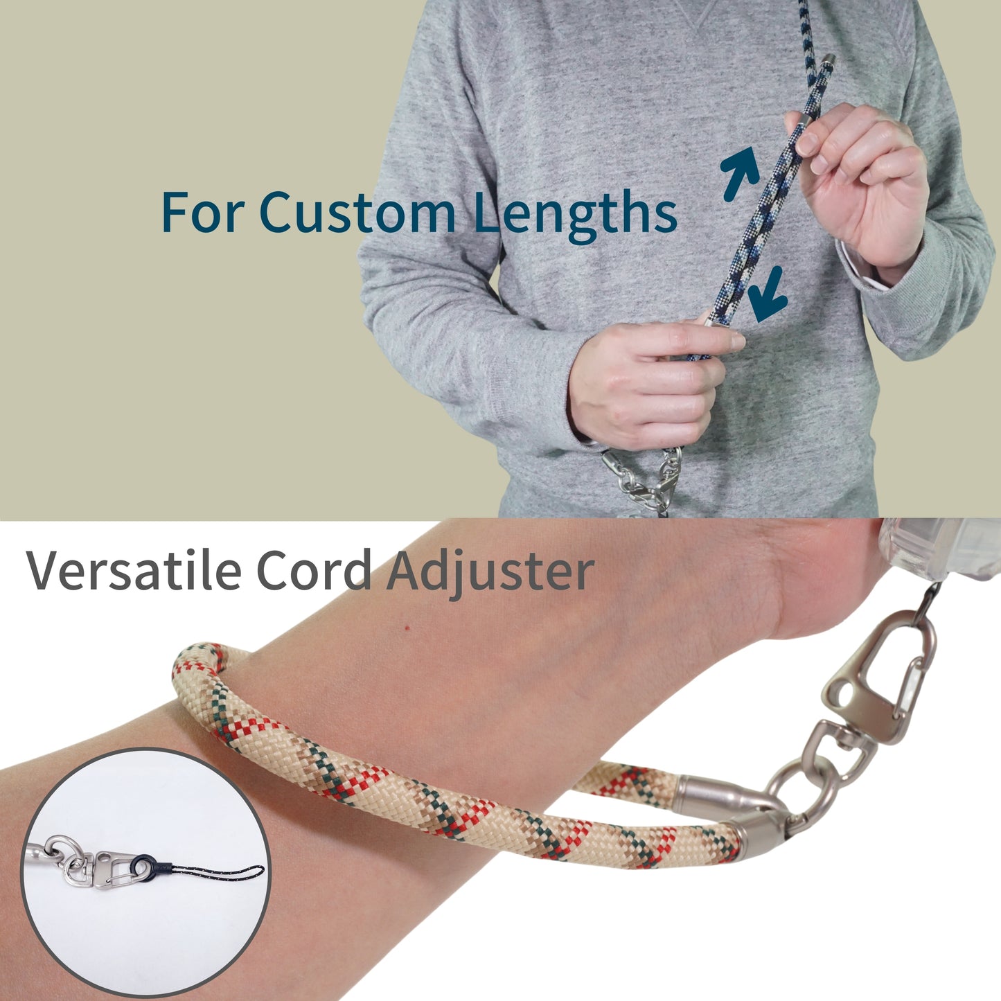 Adjustable Phone Lanyard Crossbody Cellphone Lanyard Around the Neck Extension Rope Phone Strap Detachable Phone Wrist Strap - Khaki