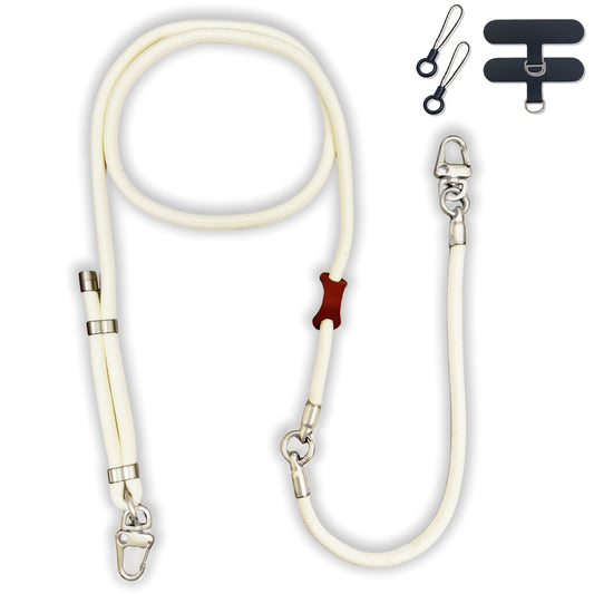 Adjustable Phone Lanyard Crossbody Cellphone Lanyard Around the Neck Extension Rope Phone Strap Detachable Phone Wrist Strap - Pearl White