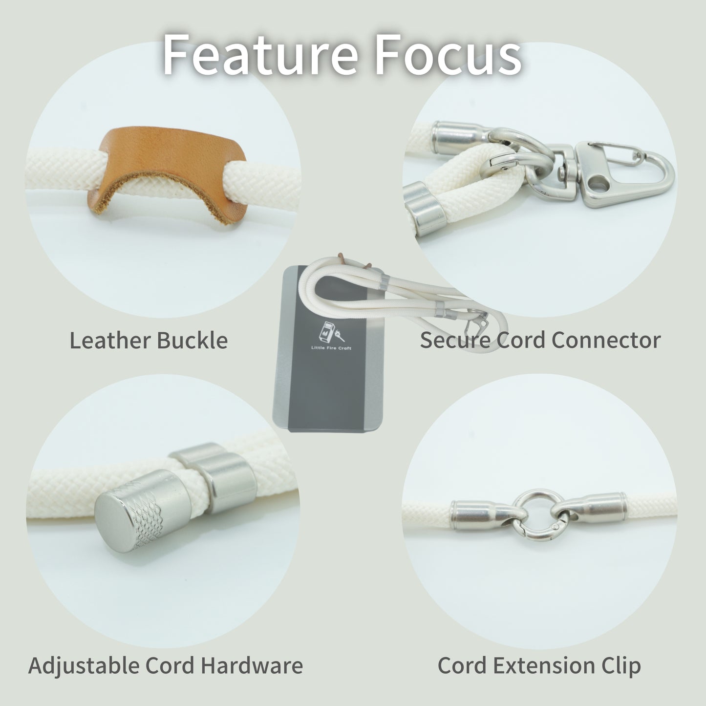 Adjustable Phone Lanyard Crossbody Cellphone Lanyard Around the Neck Extension Rope Phone Strap Detachable Phone Wrist Strap - Pearl White