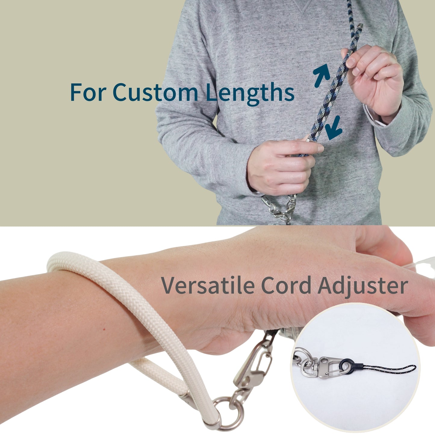 Adjustable Phone Lanyard Crossbody Cellphone Lanyard Around the Neck Extension Rope Phone Strap Detachable Phone Wrist Strap - Pearl White