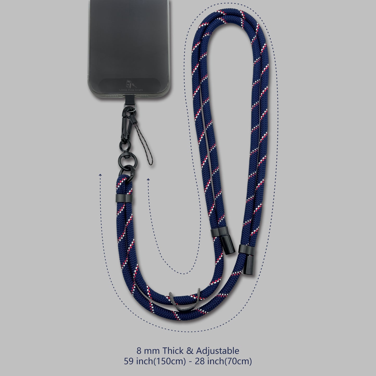 Adjustable Cell Phone Lanyard Crossbody Phone Lanyard Soft Phone Strap Around the Neck Cell Phone Rope (Navy)